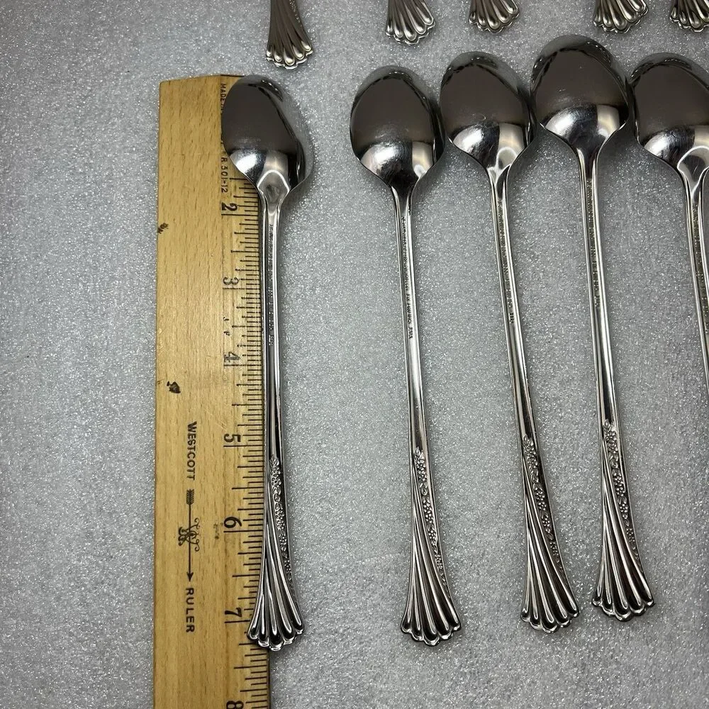 12 ONEIDA Distinction SPRING GLEN Deluxe Stainless Iced Tea Spoons 7 3/8